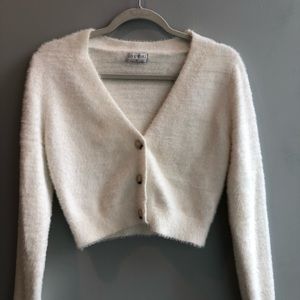 White Long Sleeve Cropped Shirt